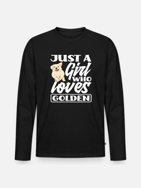 Mädchen Frau Golden Retriever - Männer Premium Bio Langarmshirt - Schwarz