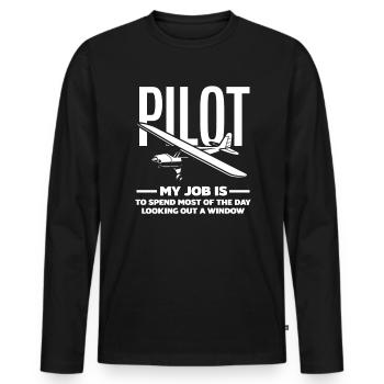 Pilot Berufspilot Geschenk Flugschule - Männer Premium Bio Langarmshirt - Schwarz - Vorne - Nico (187cm)