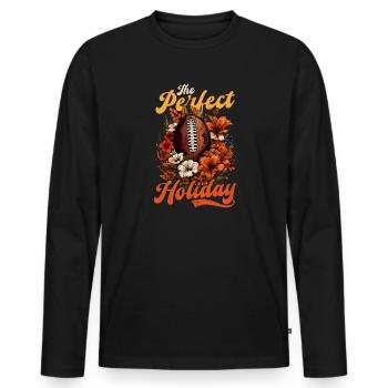 Thanksgiving Football : les vacances parfaites - T-shirt manches longues Premium bio Homme - noir - Devant - Nico (187cm)