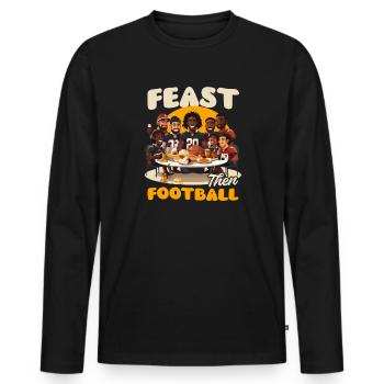 Thanksgiving Football Feast Then Football - Men's Premium Organic Long Sleeve Shirt - black - Front - Nico (187cm)