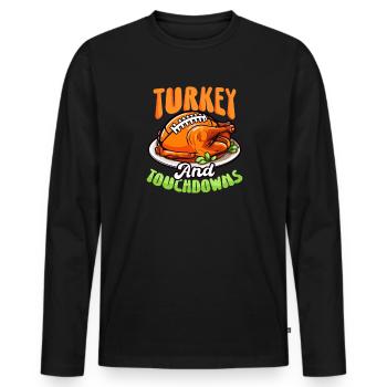 Thanksgiving Football Turkey Touchdowns - T-shirt manches longues Premium bio Homme - noir - Devant - Nico (187cm)