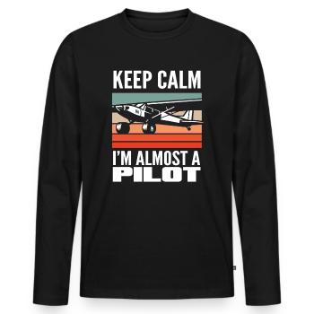 Pilot Training Spruch Flight School - Men's Premium Organic Long Sleeve Shirt - black - Front - Nico (187cm)