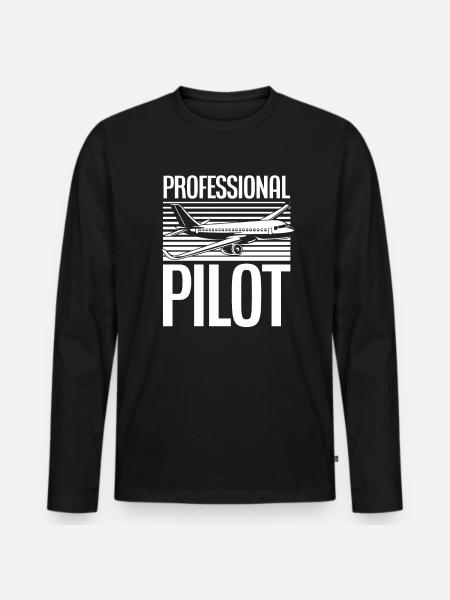 Berufspilot - Männer Premium Bio Langarmshirt - Schwarz