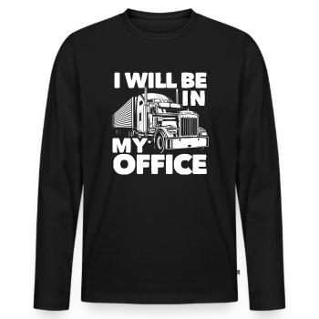 Truck Driver Office Saying - Men's Premium Organic Long Sleeve Shirt - black - Front - Nico (187cm)
