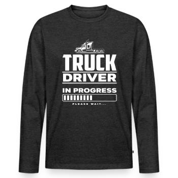 Truck driver training - Men's Premium Organic Long Sleeve Shirt - heather anthracite - Front - Nico (187cm)