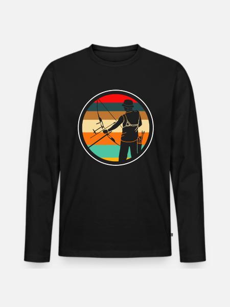 Bow Retro Archery Sport - Men's Premium Organic Long Sleeve Shirt - black