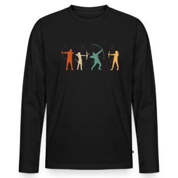 Retro Archery - Men's Premium Organic Long Sleeve Shirt - black - Front - Nico (187cm)