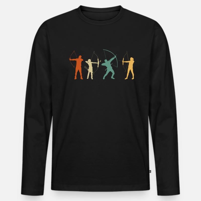 Retro Bogenschießen - Männer Premium Bio Langarmshirt - Schwarz