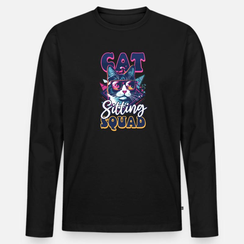 Katzensitter Katzensitter Squad - Männer Premium Bio Langarmshirt - Schwarz