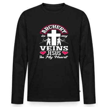 Jesus Archery Christian Archery - Men's Premium Organic Long Sleeve Shirt - black - Front - Nico (187cm)
