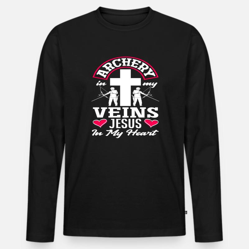 Jesus Bogen Christlich Bogenschießen - Männer Premium Bio Langarmshirt - Schwarz