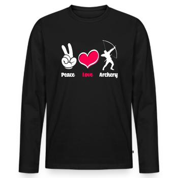 Archery Peace Love Archery - Men's Premium Organic Long Sleeve Shirt - black - Front - Nico (187cm)