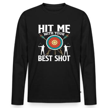 Bow Best Shot Archery - Men's Premium Organic Long Sleeve Shirt - black - Front - Nico (187cm)