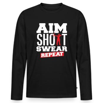 Arc, Visée, Jure, Tir à l’arc - T-shirt manches longues Premium bio Homme - noir - Devant - Nico (187cm)
