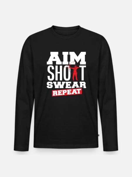 Bow, Aim, Swearing, Archery - Men's Premium Organic Long Sleeve Shirt - black