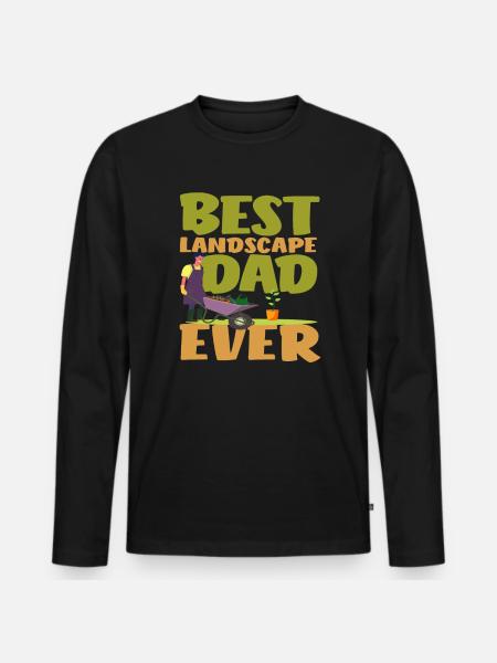 Bester Landschaftsgärtner Papa - Männer Premium Bio Langarmshirt - Schwarz