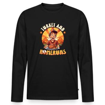 Thanksgiving Baseball Truthahn und Homeruns - Männer Premium Bio Langarmshirt - Schwarz - Vorne - Nico (187cm)