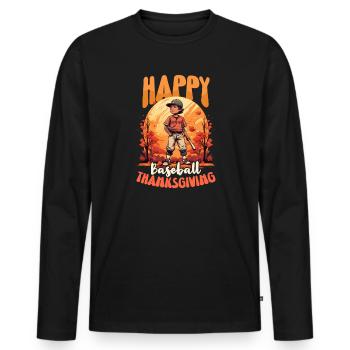 Thanksgiving Baseball Happy Baseball Thanksgiving - T-shirt manches longues Premium bio Homme - noir - Devant - Nico (187cm)