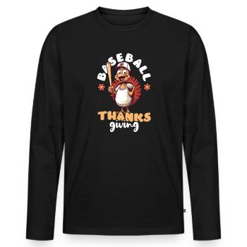 Thanksgiving Baseball Baseball Danksagung - Männer Premium Bio Langarmshirt - Schwarz - Vorne - Nico (187cm)