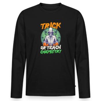 Halloween Chemielehrer Süßes Oder Saures Chemiker - Männer Premium Bio Langarmshirt - Schwarz - Vorne - Nico (187cm)