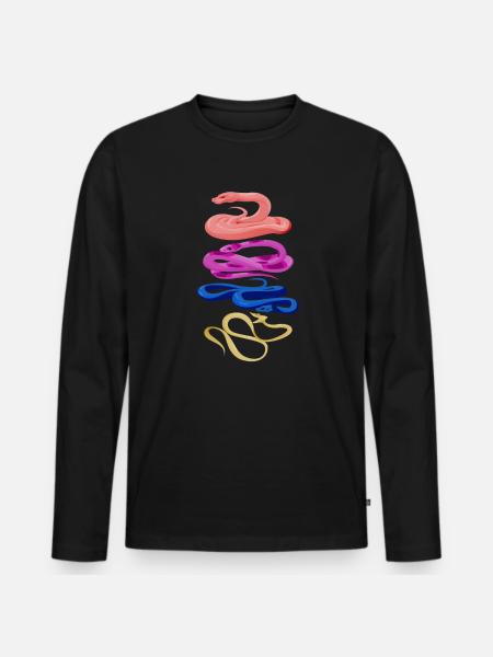 Retro Snakes - Men's Premium Organic Long Sleeve Shirt - black
