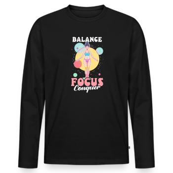 Gymnastics Balance, Focus, Conquer - Men's Premium Organic Long Sleeve Shirt - black - Front - Nico (187cm)