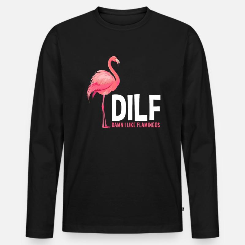 Flamingo Spruch - Männer Premium Bio Langarmshirt - Schwarz