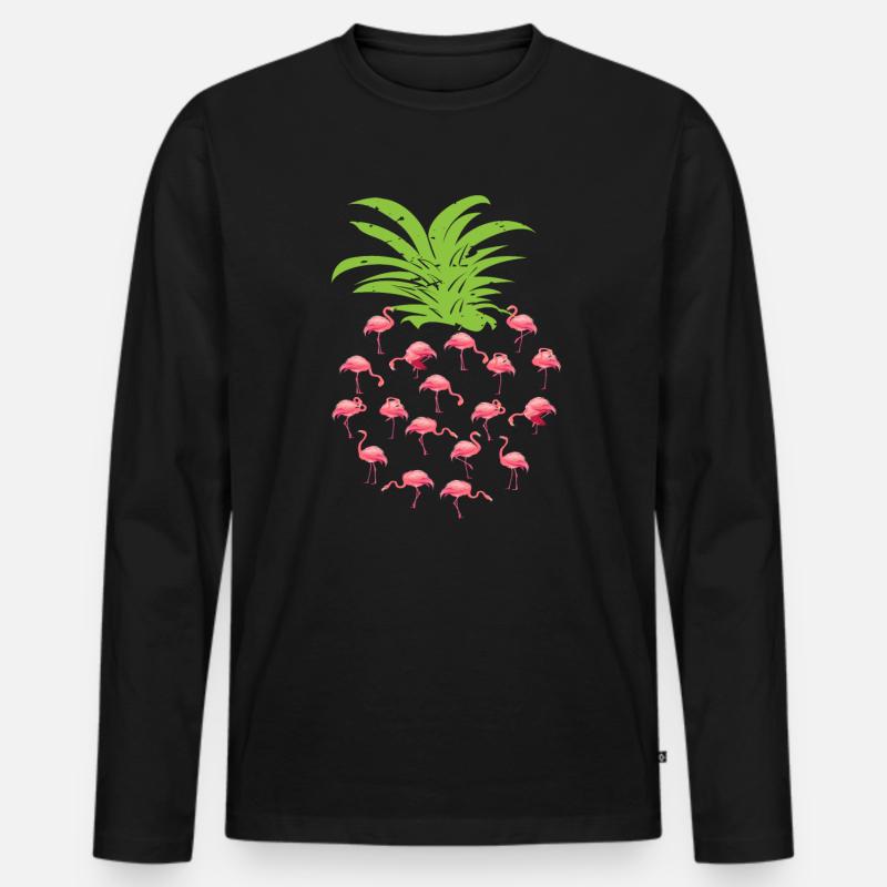 Flamingo Annanas - Männer Premium Bio Langarmshirt - Schwarz