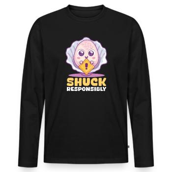 Écailler les huîtres de manière responsable - T-shirt manches longues Premium bio Homme - noir - Devant - Nico (187cm)