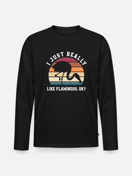 Flamingo Love Animals Bird - Men's Premium Organic Long Sleeve Shirt - black