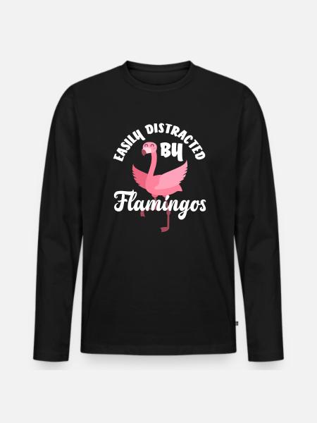 Flamant rose distrait - T-shirt manches longues Premium bio Homme - noir