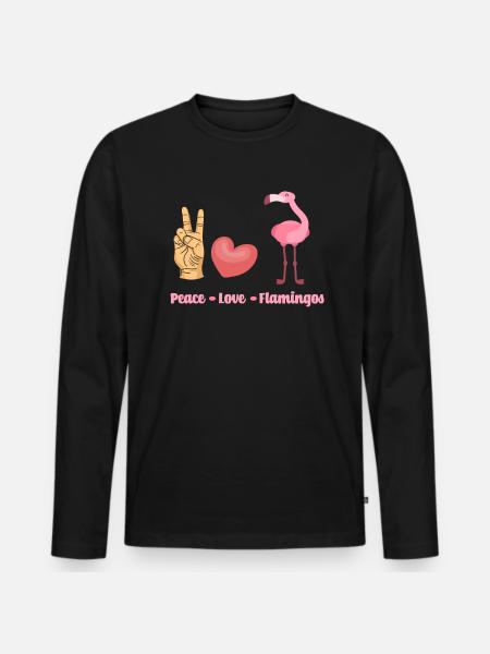 Flamingo Peace Love - Men's Premium Organic Long Sleeve Shirt - black