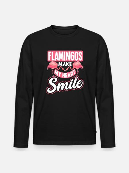 Flamingo Laughter Heart Saying Gift - Men's Premium Organic Long Sleeve Shirt - black