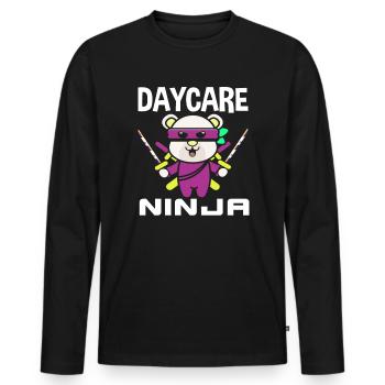 Kita Ninja Bear - Men's Premium Organic Long Sleeve Shirt - black - Front - Nico (187cm)
