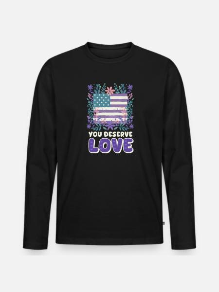Suicide Awareness You Deserve Love - Men's Premium Organic Long Sleeve Shirt - black