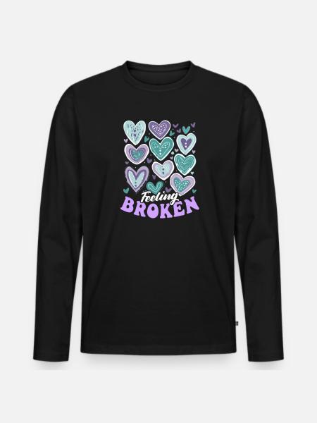 Suicide Awareness Feeling Broken - Men's Premium Organic Long Sleeve Shirt - black