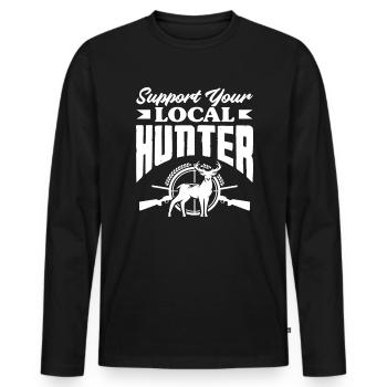 Soutenez votre motif de chasseur local - T-shirt manches longues Premium bio Homme - noir - Devant - Nico (187cm)
