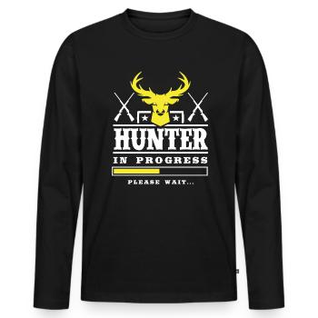 Jäger Wird Geladen Bitte Warten - Männer Premium Bio Langarmshirt - Schwarz - Vorne - Nico (187cm)