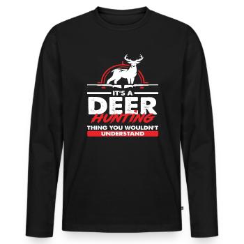 C’est une chasse au chevreuil que vous ne feriez pas - T-shirt manches longues Premium bio Homme - noir - Devant - Nico (187cm)
