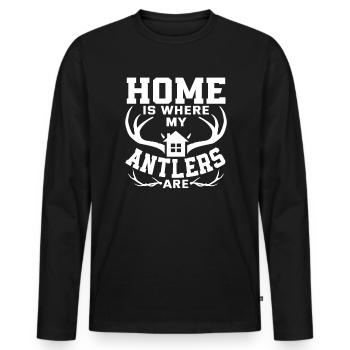 La maison est là où se trouvent mes bois - T-shirt manches longues Premium bio Homme - noir - Devant - Nico (187cm)