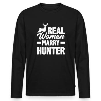 De vraies femmes épousent des chasseurs - T-shirt manches longues Premium bio Homme - noir - Devant - Nico (187cm)