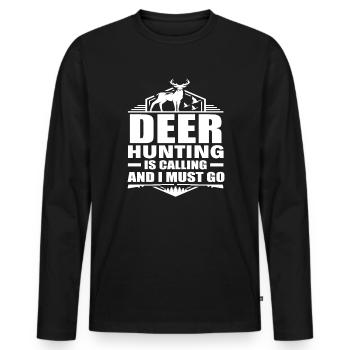La chasse au chevreuil m’appelle et je dois y aller - T-shirt manches longues Premium bio Homme - noir - Devant - Nico (187cm)