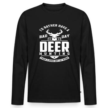 Mauvais jour : les chasseurs de cerfs valent mieux que le travail - T-shirt manches longues Premium bio Homme - noir - Devant - Nico (187cm)
