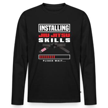 Installing Jiu Jitsu Skills Please Wait - Männer Premium Bio Langarmshirt - Schwarz - Vorne - Nico (187cm)