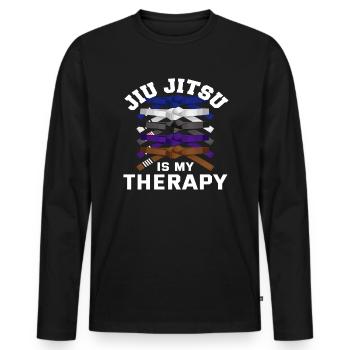 Jiu Jitsu Is My Therapy - Men's Premium Organic Long Sleeve Shirt - black - Front - Nico (187cm)