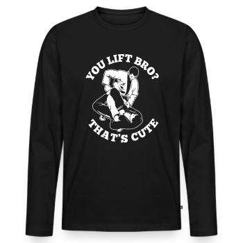 Est-ce que tu lèves mon frère ? C'est doux - T-shirt manches longues Premium bio Homme - noir - Devant - Nico (187cm)