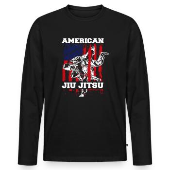 American Jiu Jitsu United States Flag Martial Arts Fighter - Men's Premium Organic Long Sleeve Shirt - black - Front - Nico (187cm)