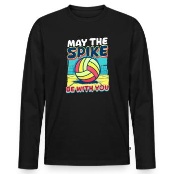 Volleyball drôle Que le Spike soit avec vous - T-shirt manches longues Premium bio Homme - noir - Devant - Nico (187cm)