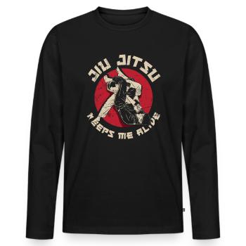 Jiu Jitsu Keeps Me Alive Martial Arts - Men's Premium Organic Long Sleeve Shirt - black - Front - Nico (187cm)