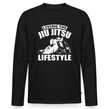 Live the Jiu Jitsu Lifestyle - Men's Premium Organic Long Sleeve Shirt - black - Front - Nico (187cm)